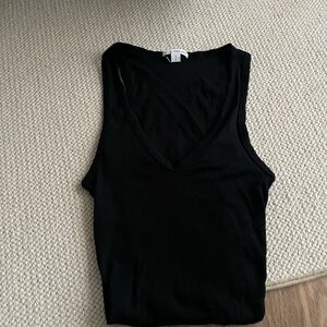 James Perse Black V-Neck Tank Top